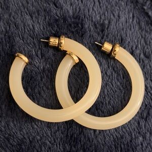 Kenneth Cole Acetate Clear Cream Hoop Earrings